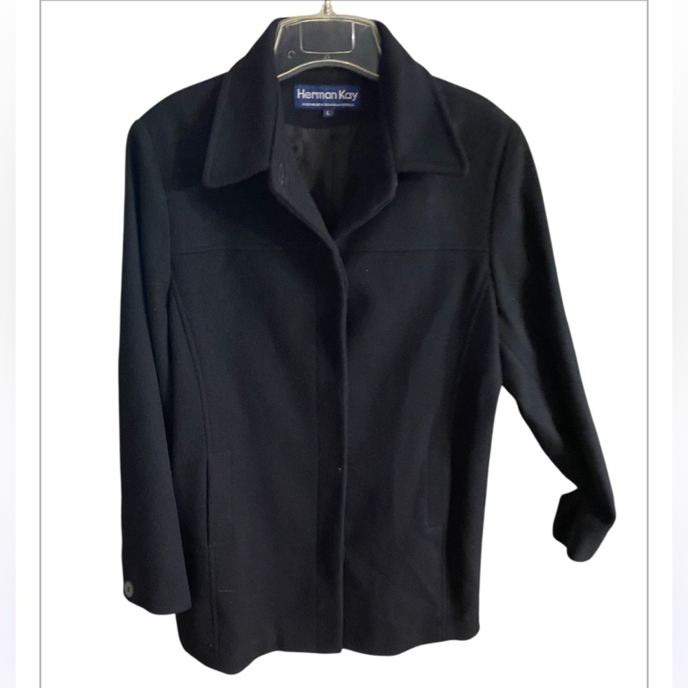 Herman Kay Women's Black 100% Wool Jacket. Size large. Vintage‎